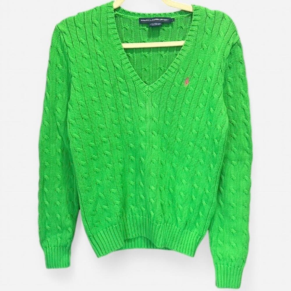 Ralph Lauren Sport Green Cable Knit Sweater - Picture 8 of 9